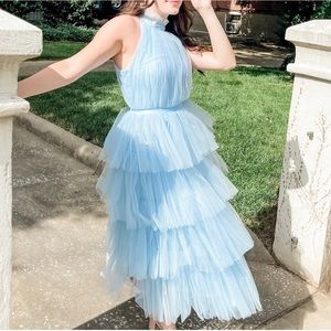 NWT tulle tiered maxi dress